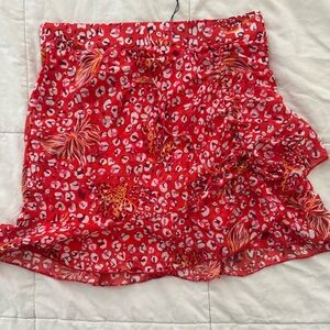 Red Ruffle Leopard Print Skirt